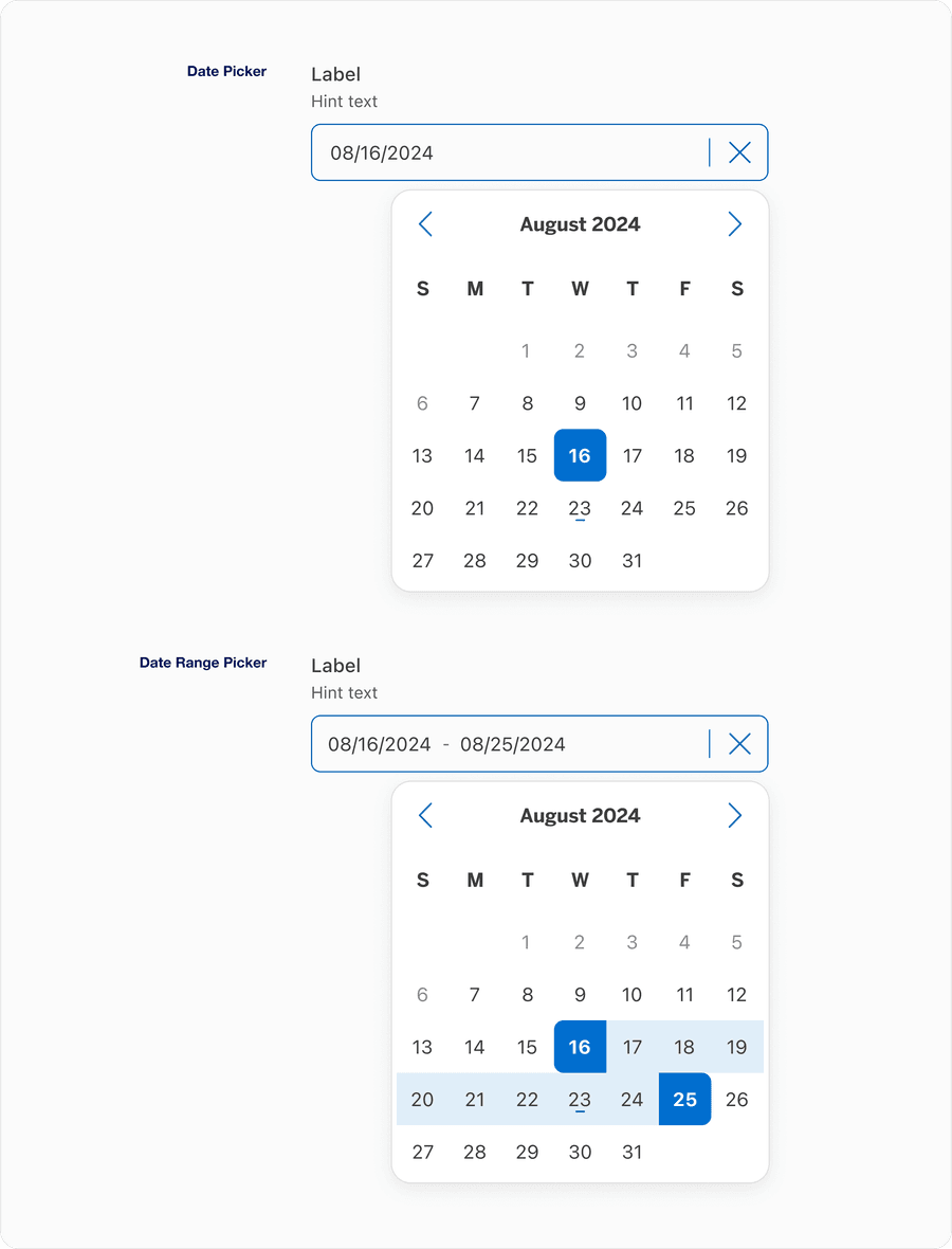 Date Picker Variations