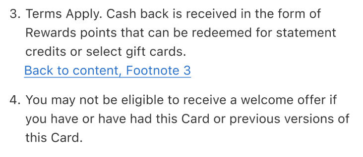 Numbered superscripts with conditionally rendered 'back to content, footnote #'