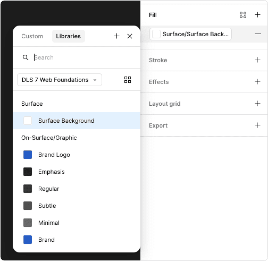 Example of how to find tokens in figma UI