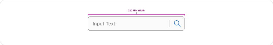 example showing minimum width of search component at 320px