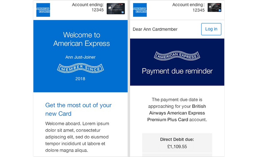 Ribbons used for consistent AMEX visual identity within E-mails